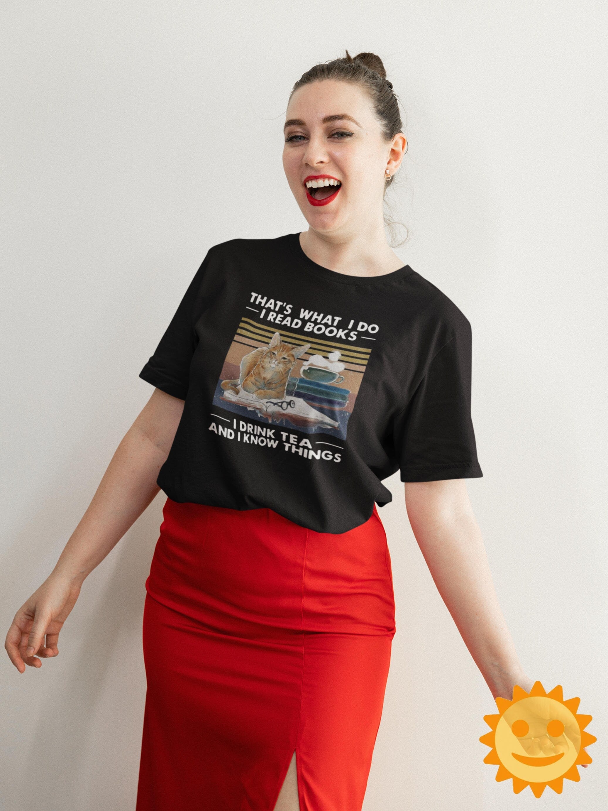 Cat That's What I Do I Read Books I Drink Tea And I Know Things Vintage T-Shirt, Cat Shirt, Cat Lovers Shirt, Book Lovers Shirt