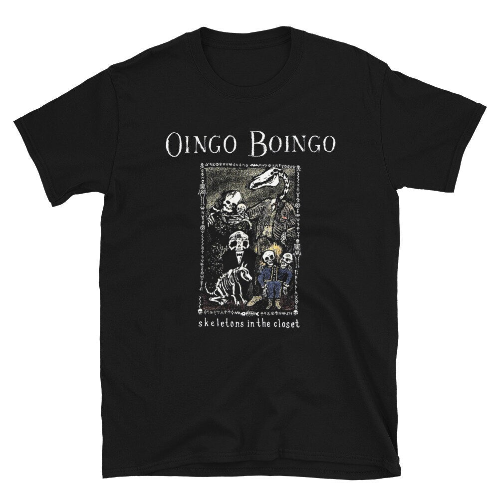 Oingo Boingo Shirt, Skeletons in the Closet, Devo, Talking Heads, Adam Ant, Men at Work, The Buggles