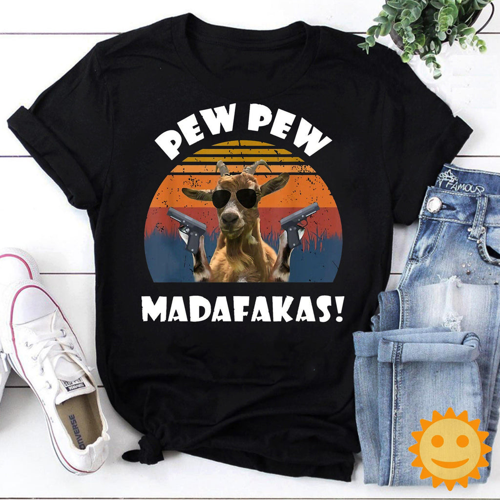 Goats Pew Pew Madafakas Vintage T-Shirt, Pew Pew Shirt, Madafakas Shirt, Goat Shirt, Thuglife Goat Shirt, Sunglasses Goat Shirt