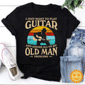 I Just Want to Play Guitar and Ignore All Of My Old Man Problems Vintage T-Shirt, Guitar Shirt, Guitar Lovers Shirt, Music Shirt