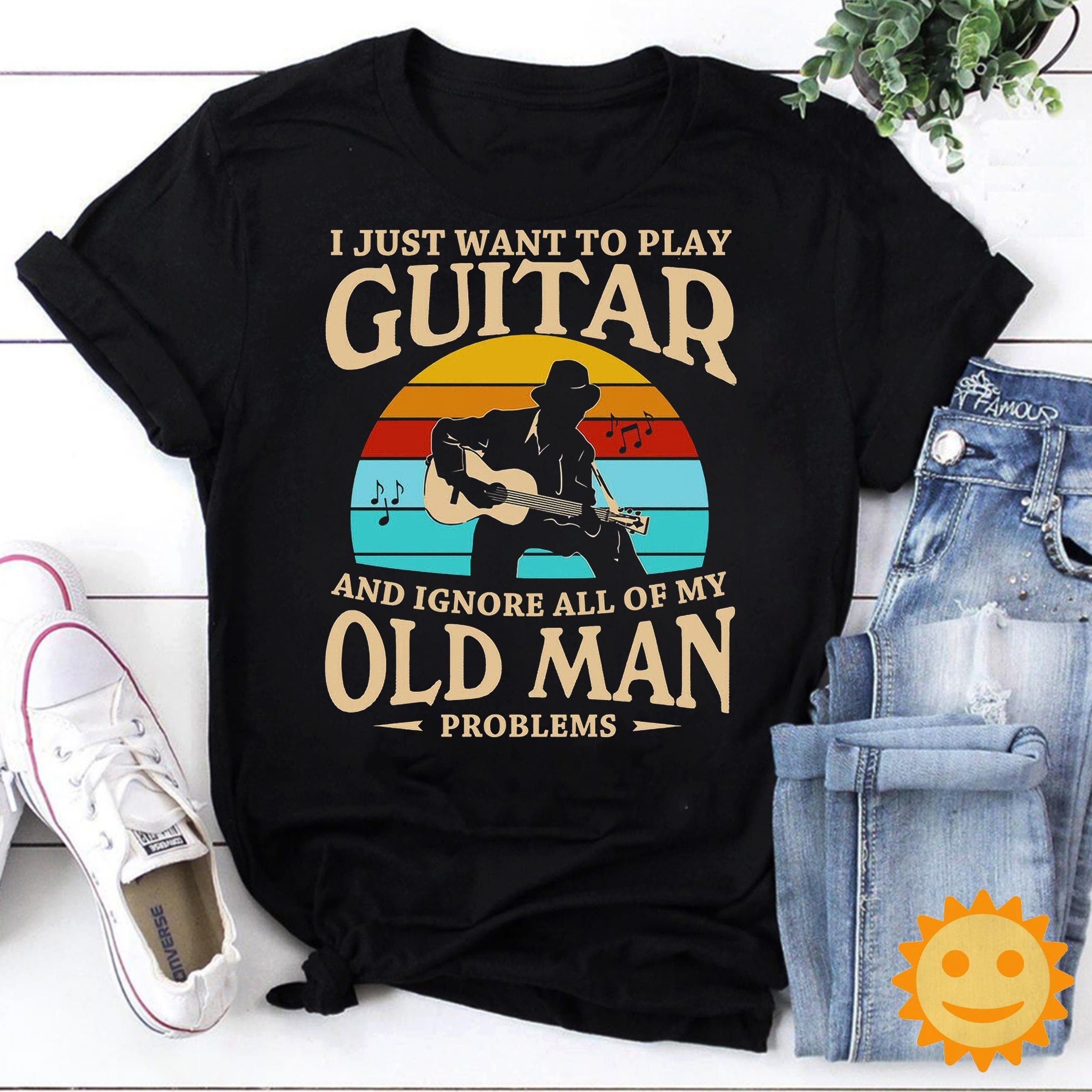 I Just Want to Play Guitar and Ignore All Of My Old Man Problems Vintage T-Shirt, Guitar Shirt, Guitar Lovers Shirt, Music Shirt