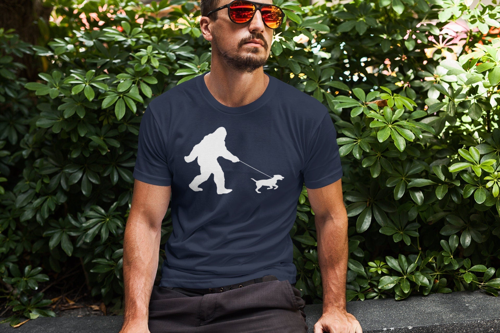 Funny Bigfoot Walking Dog Shirt, Sasquatch Labrador Walk Tshirt, Funny Sasquatch Tee, Bigfoot shirt, Yeti Gifts, Graphic Tee