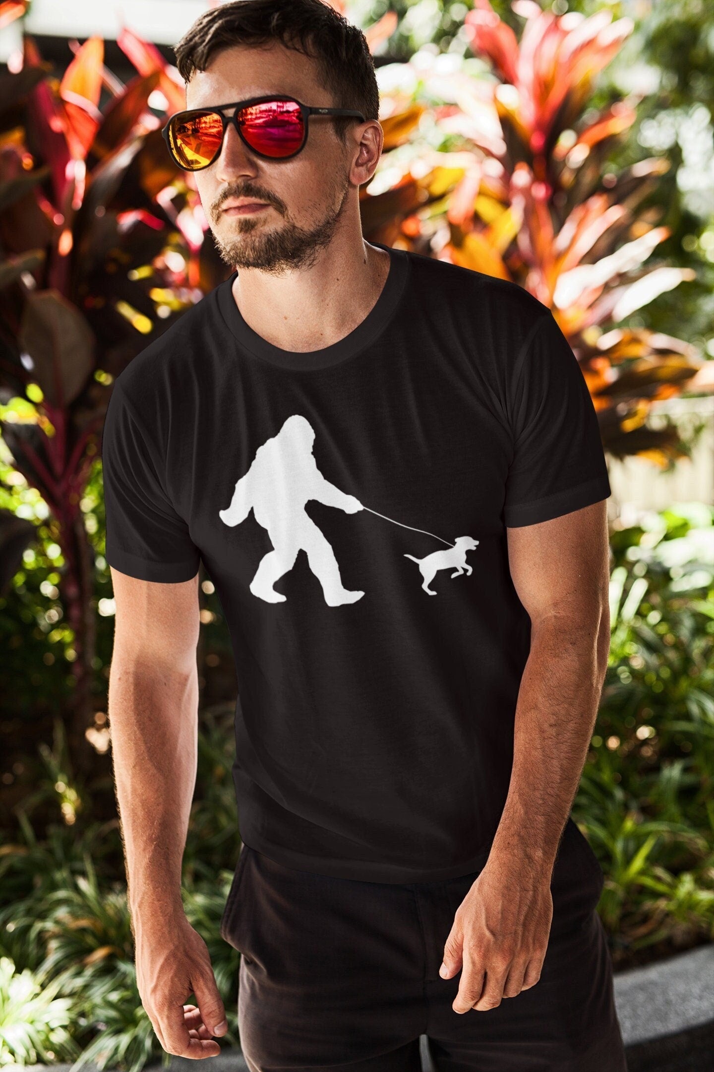 Funny Bigfoot Walking Dog Shirt, Sasquatch Labrador Walk Tshirt, Funny Sasquatch Tee, Bigfoot shirt, Yeti Gifts, Graphic Tee