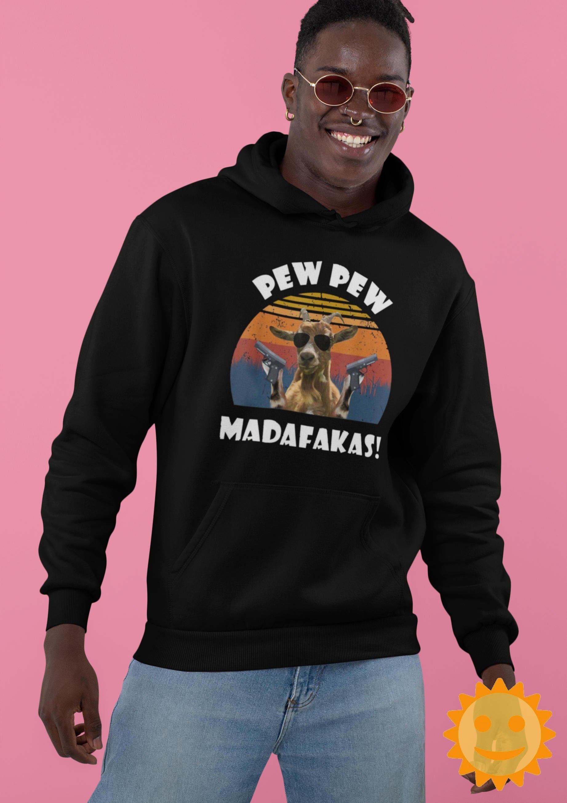 Goats Pew Pew Madafakas Vintage T-Shirt, Pew Pew Shirt, Madafakas Shirt, Goat Shirt, Thuglife Goat Shirt, Sunglasses Goat Shirt