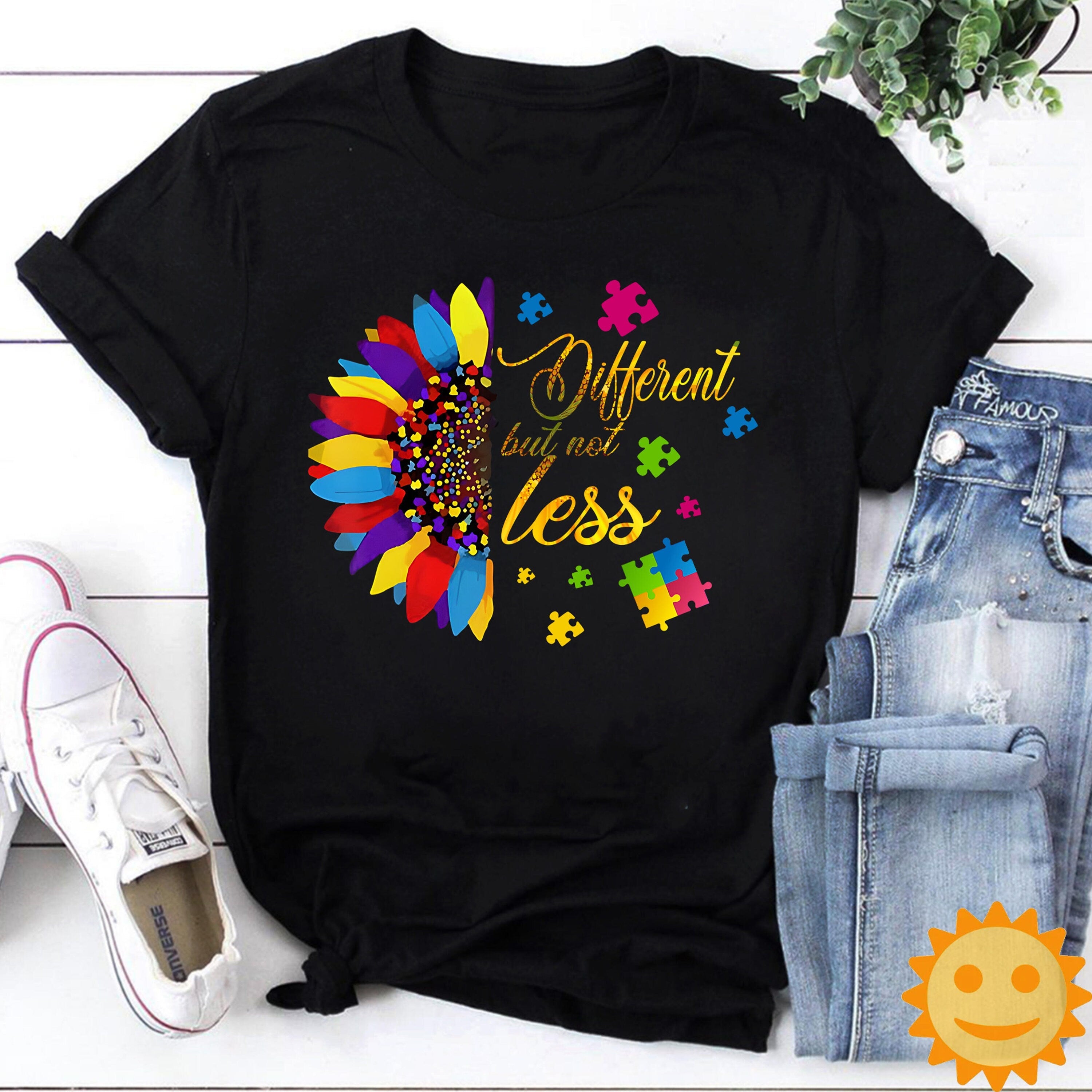 Autism Sunflower Different But Not Less Vintage T-Shirt, Autism Awareness Shirt, Autism Shirt, Autism Lovers Shirt, Autism Proud Shirt