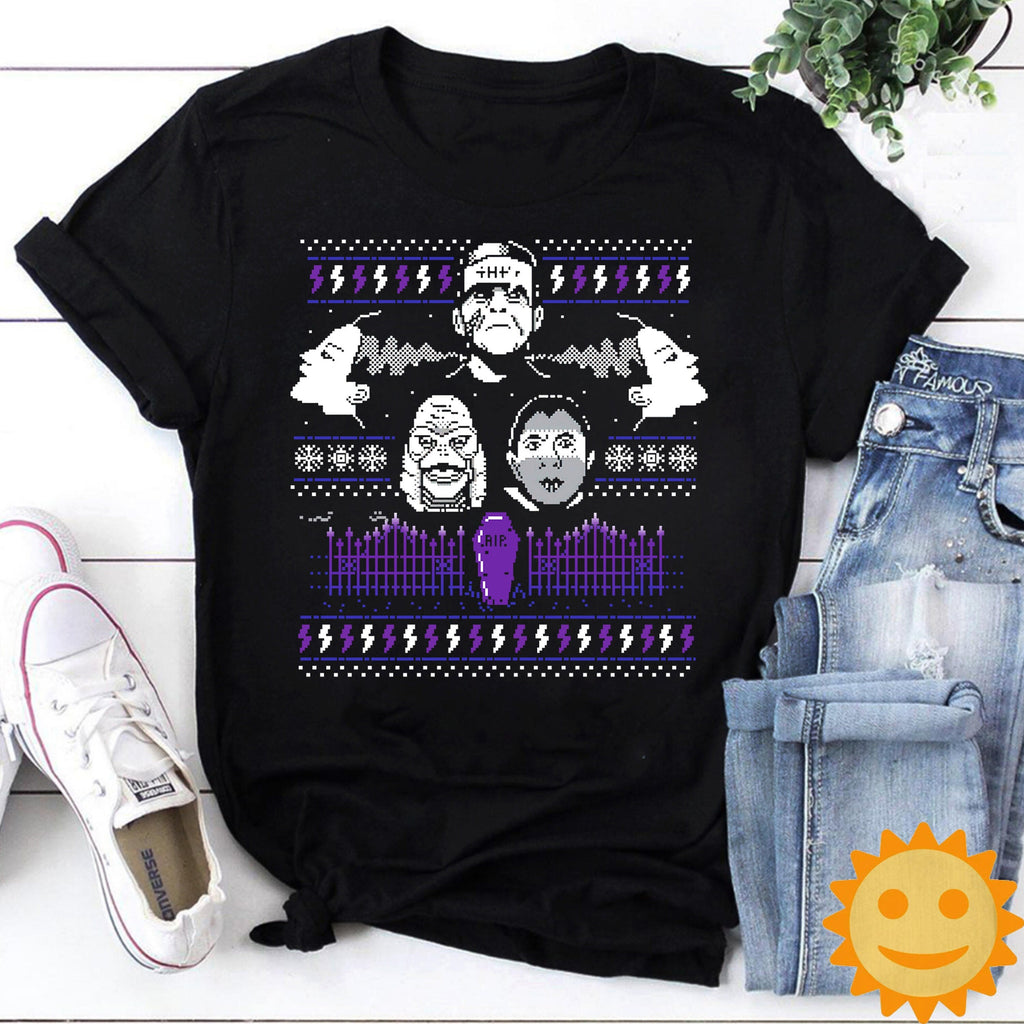 Cookie Baking Crew Ugly Christmas Vintage T-Shirt, Halloween Shirt, Horror Movie Shirt, Frankenstein Shirt, Frankenstein's Bride Shirt
