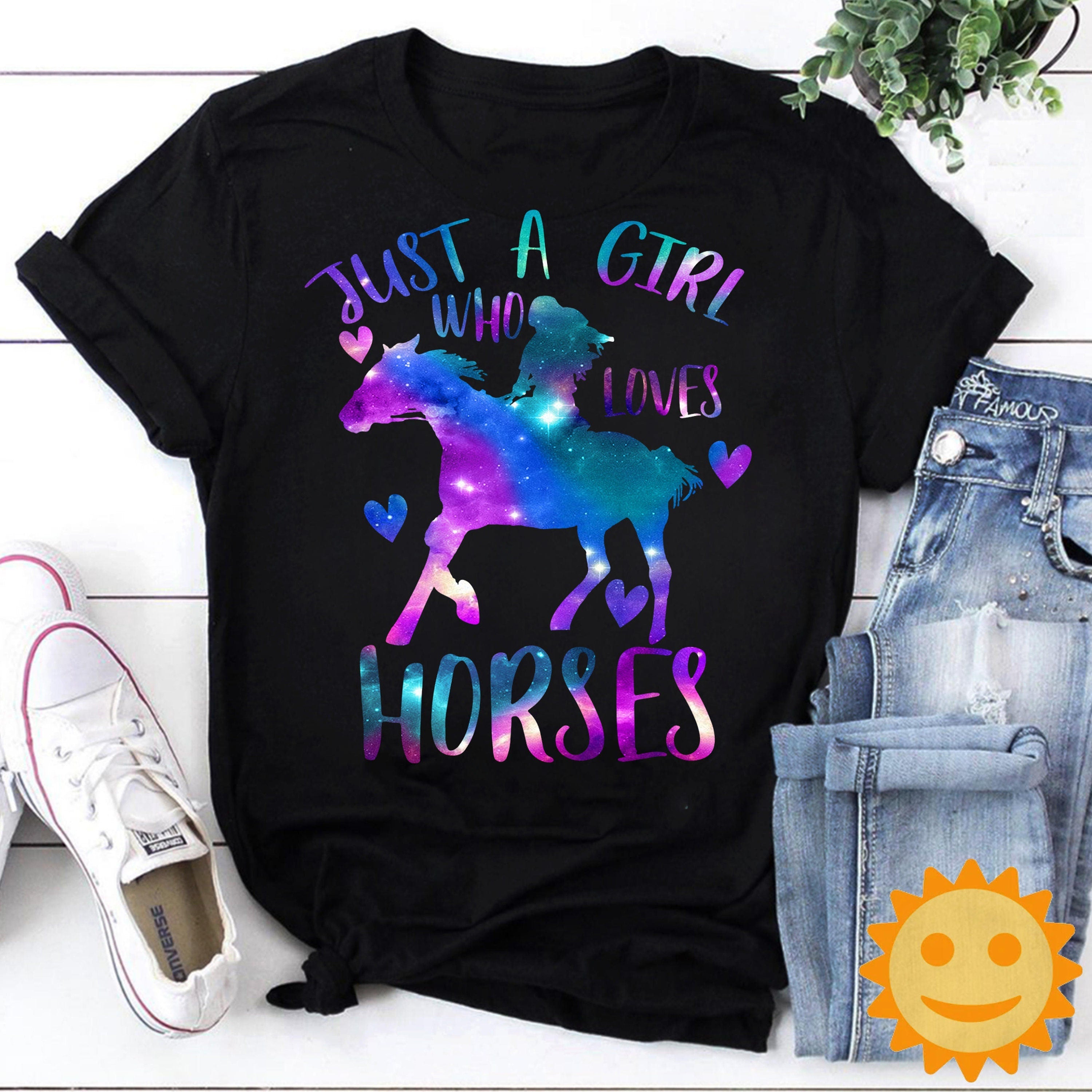 Just A Girl Who Loves Horses Vintage T-Shirt, Horse Lover Shirt, Horse Shirt, Horse Farm Shirt, Horse Riding Shirt, Horse Girl Shirt