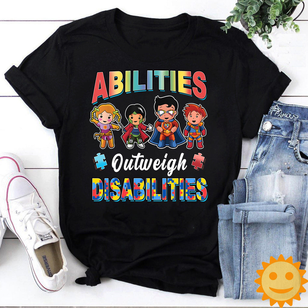 Autism Heroes Abilities Outweigh Disabilities Vintage T-Shirt, Autism Awareness Shirt, Autism Shirt, Autism Lovers Shirt, Autism Proud Shirt
