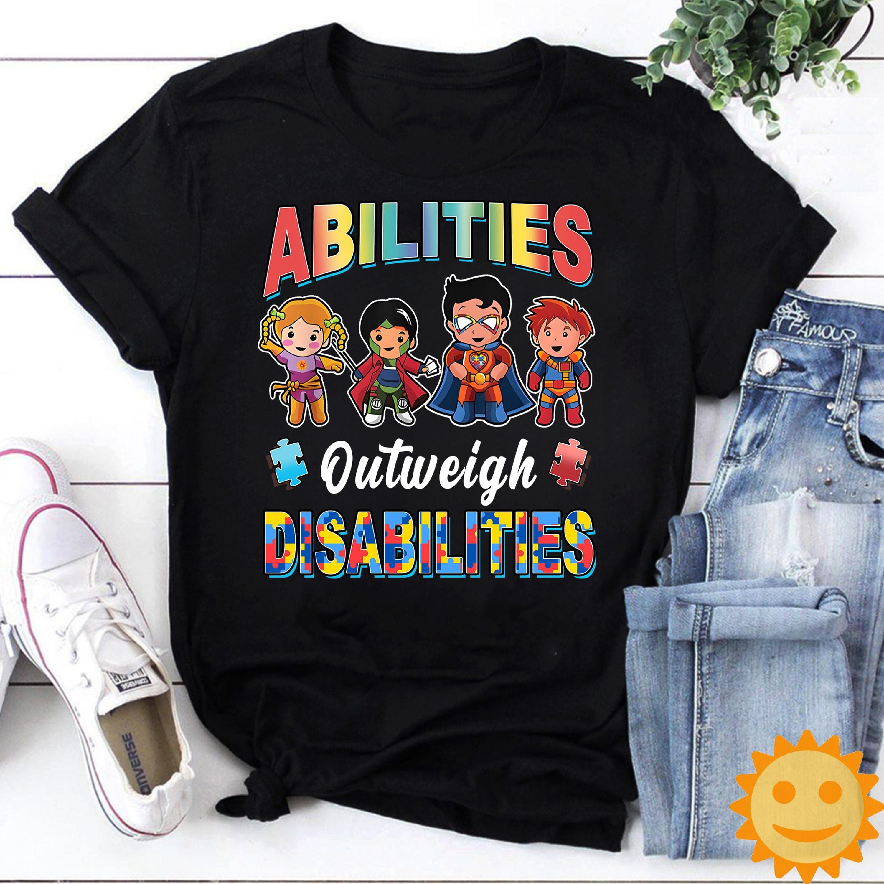 Autism Heroes Abilities Outweigh Disabilities Vintage T-Shirt, Autism Awareness Shirt, Autism Shirt, Autism Lovers Shirt, Autism Proud Shirt