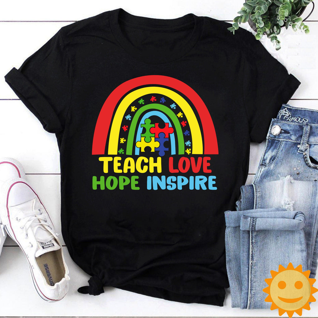 Teachers Love Hope Inspire Vintage T-Shirt, Autism Awareness Shirt, Autism Shirt, Autism Lovers Shirt, Autism Proud Shirt