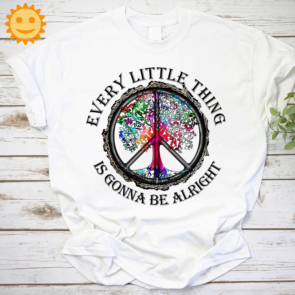 Hippie Every Little Thing Is Gonna Be Alright Vintage T-Shirt, Hippie Lovers Shirt, Hippie Shirt, Peace Lovers Shirt, Peace Sign Shirt