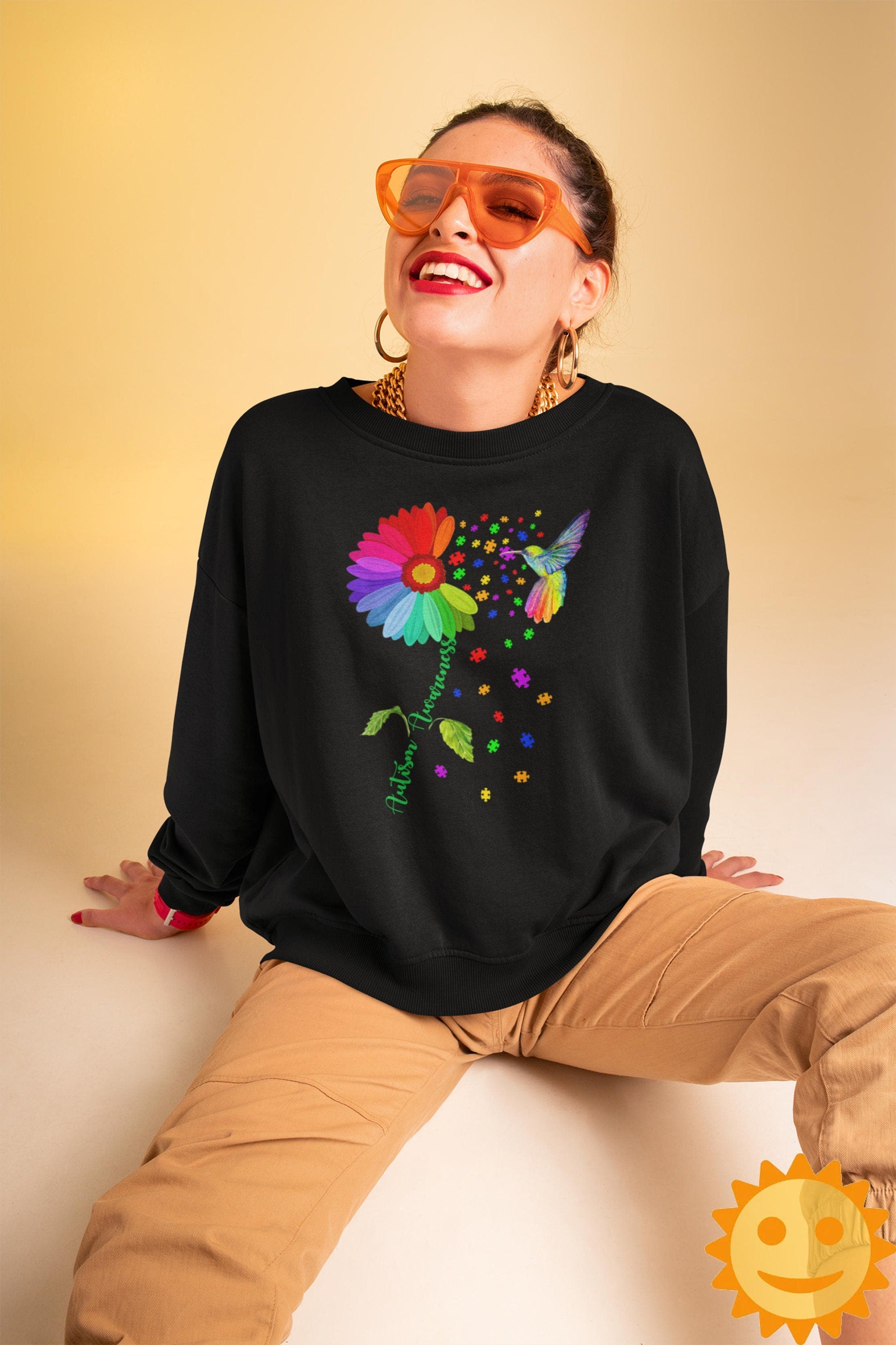 Autism Awareness Month Hummingbird Sunflower Vintage T-Shirt, Autism Awareness Shirt, Autism Shirt, Autism Lovers Shirt, Autism Proud Shirt
