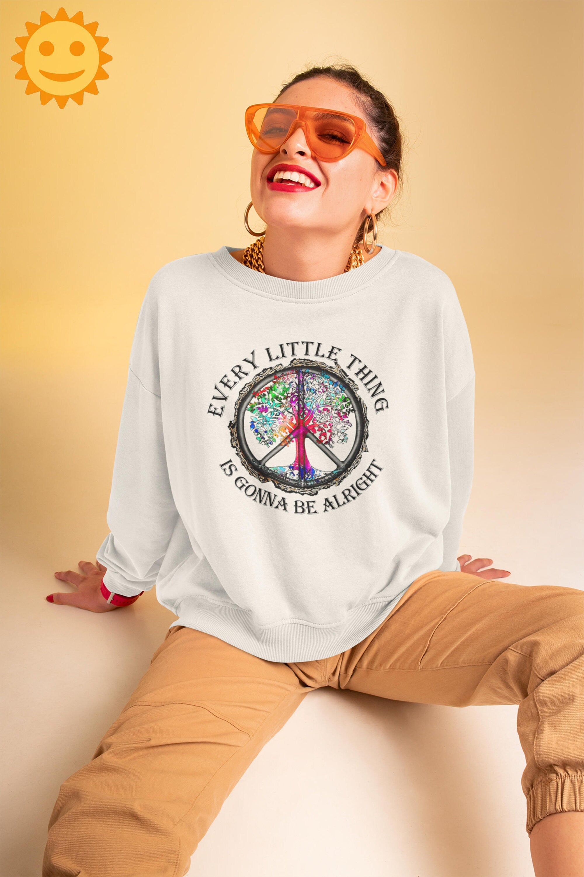 Hippie Every Little Thing Is Gonna Be Alright Vintage T-Shirt, Hippie Lovers Shirt, Hippie Shirt, Peace Lovers Shirt, Peace Sign Shirt