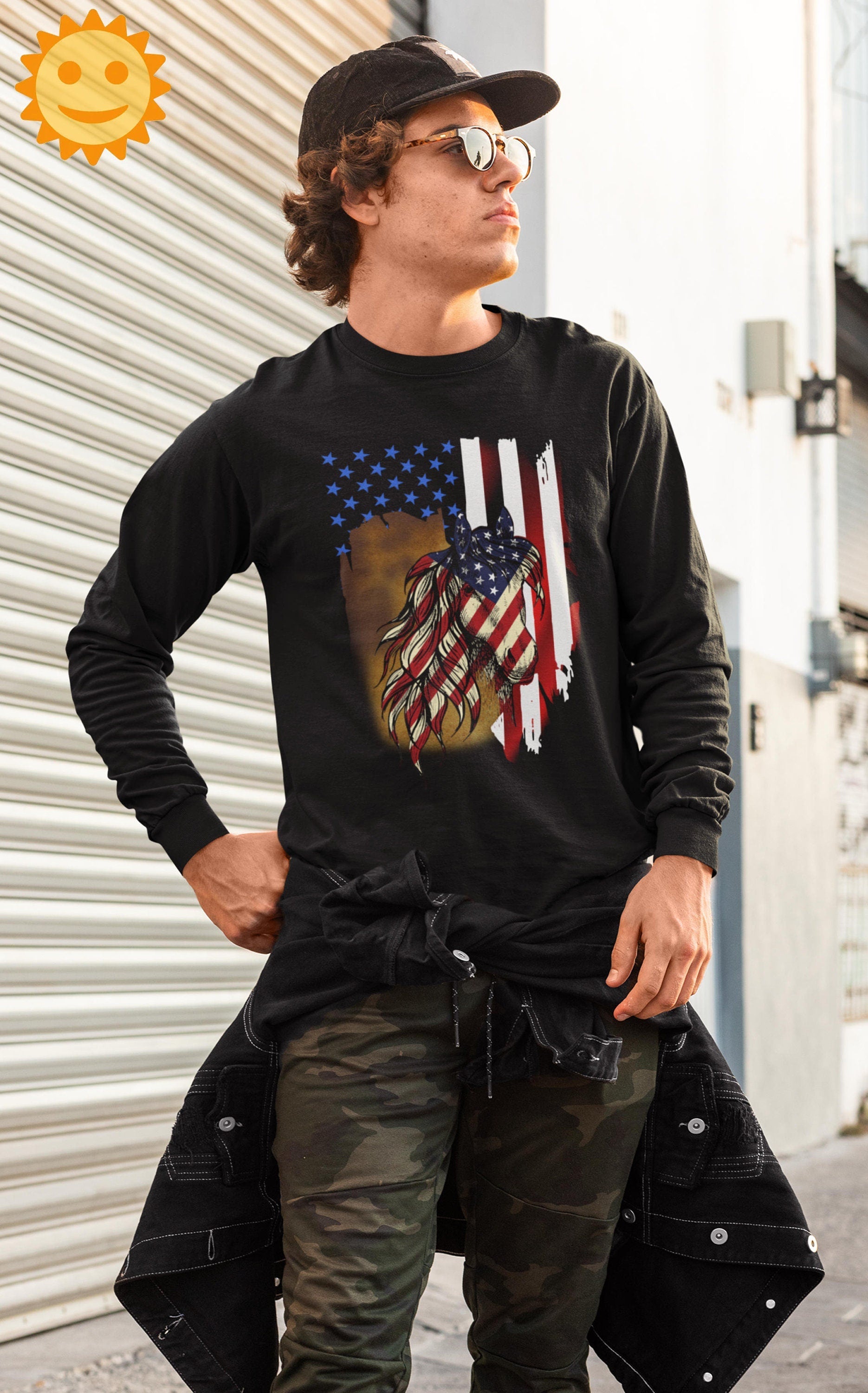 American Flag USA Horse Independence Day Vintage T-Shirt, Independence Day Shirt, 4th Of July Shirt, Patriot Shirt, Independent Day Shirt