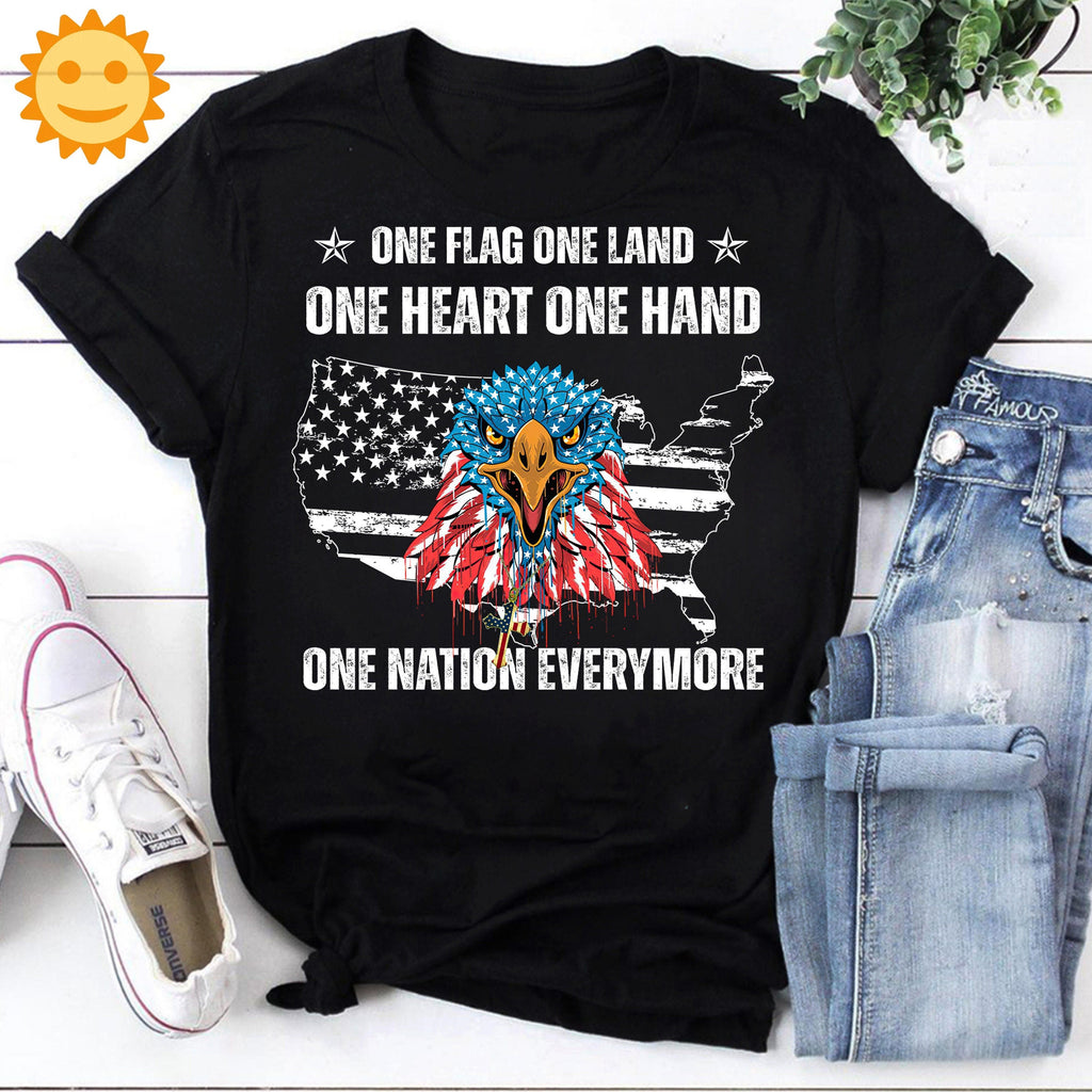 Eagle One Flag One Land One Heart One Hand One Nation Everymore Vintage T-Shirt, Independence Day Shirt, 4th Of July Shirt, Patriot Shirt