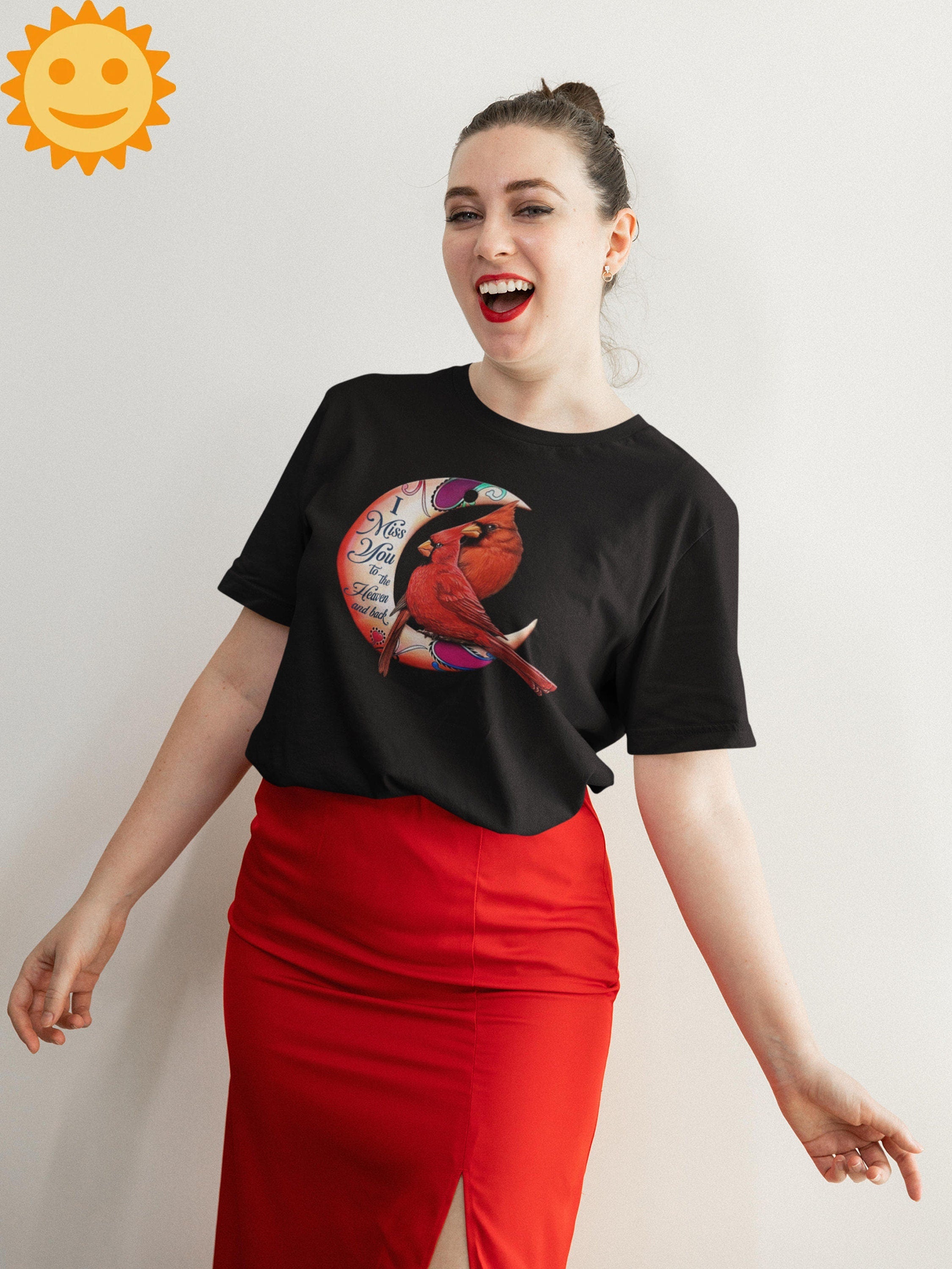 Cardinal I Miss You To The Heaven And Back Vintage T-Shirt, Bird Shirt, Bird Lovers Shirt, Cardinal Shirt, Cardinal Bird Shirt