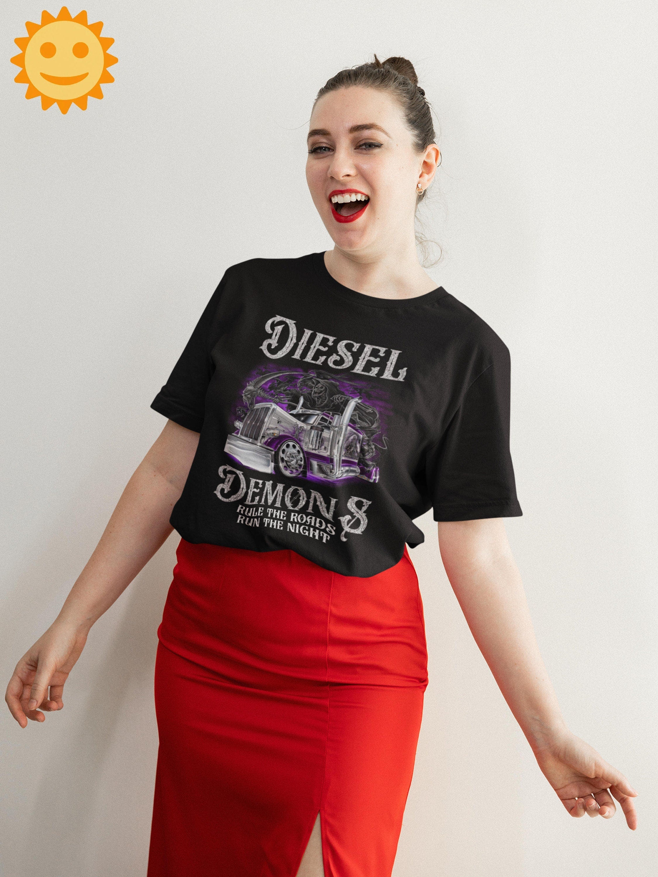 Trucker Diesel Demon And Rule The Road Run The Night Vintage T-Shirt, Trucker Shirt, Truck Lovers Shirt, Truck Shirt, Funny Truck Shirt