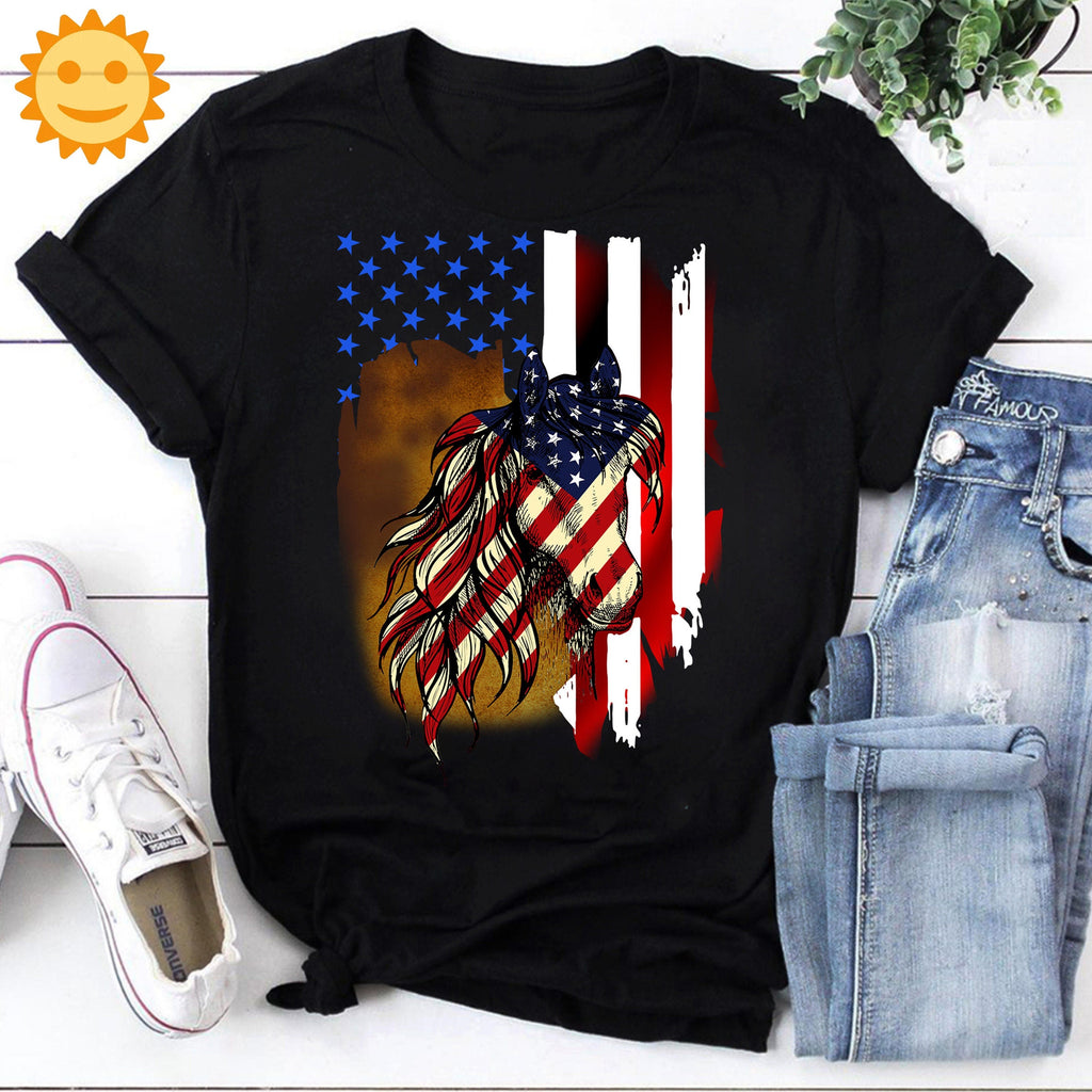 American Flag USA Horse Independence Day Vintage T-Shirt, Independence Day Shirt, 4th Of July Shirt, Patriot Shirt, Independent Day Shirt