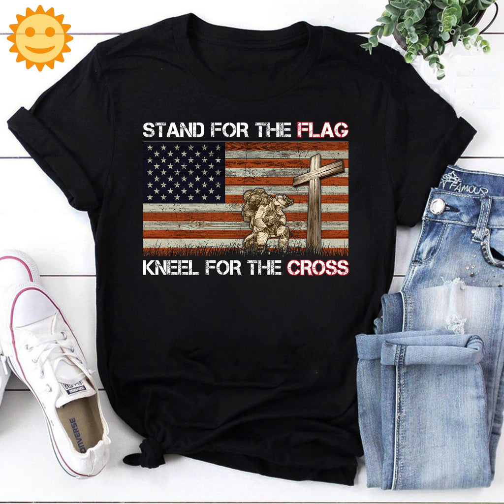 Stand For The Flag Kneel For The Cross Vintage T-Shirt, Veteran Shirt, Veteran Lovers Shirt, Soldier Shirt, Independence Day Shirt