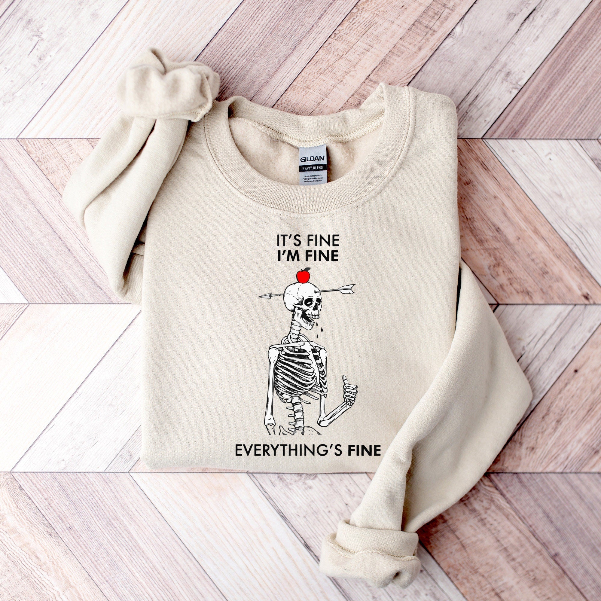 Skeleton Sweatshirt, I am Fine Skeleton, Spooky Skeleton Sweatshirt, Halloween Skeleton Sweatshirt, Halloween Family Gift, Halloween Party