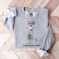 Skeleton Sweatshirt, I am Fine Skeleton, Spooky Skeleton Sweatshirt, Halloween Skeleton Sweatshirt, Halloween Family Gift, Halloween Party