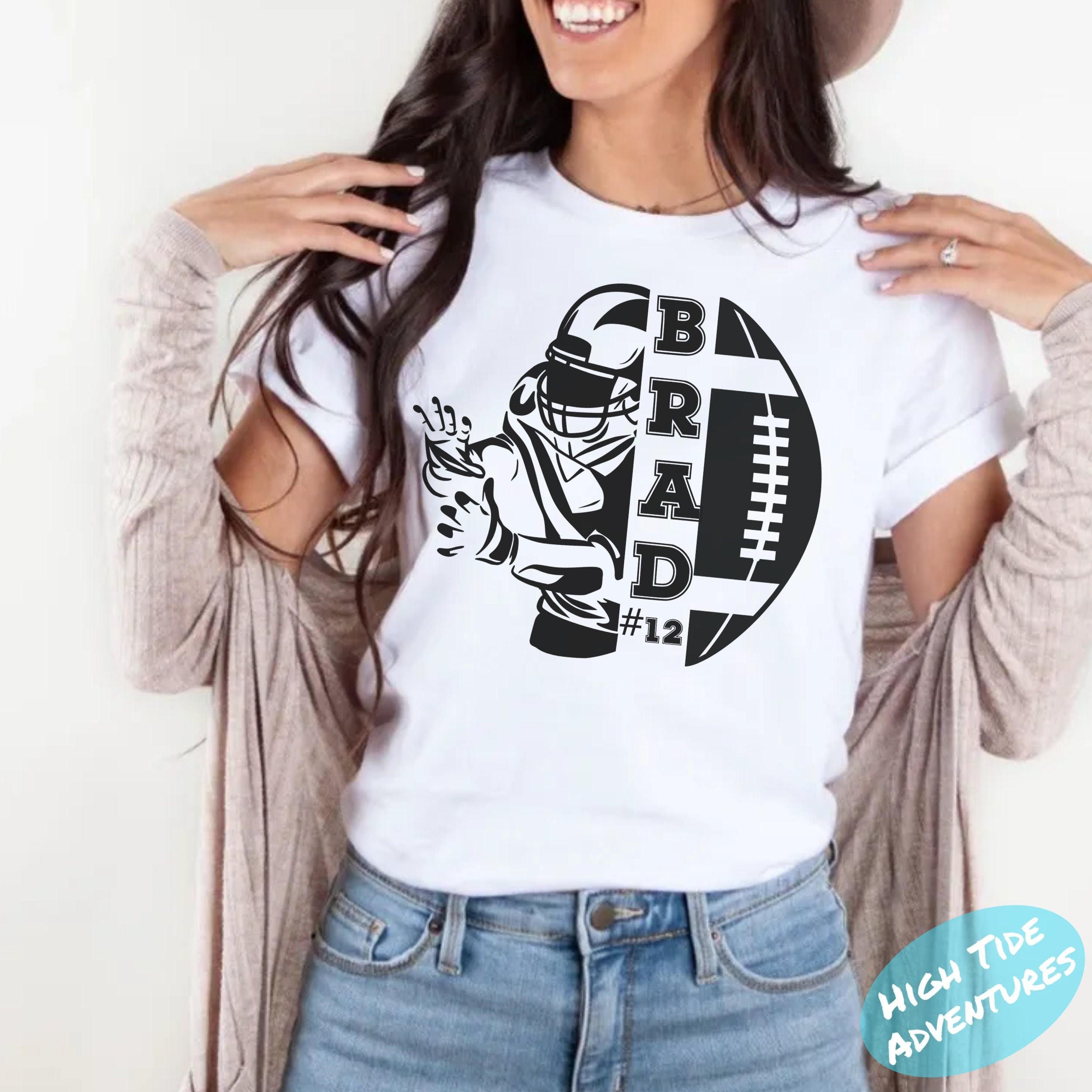 Personalized Football Mom Shirt, Custom Game Day Mom Football Tee, Child Name & Number Football Game Season Shirt, Gameday Sports Mama Tee