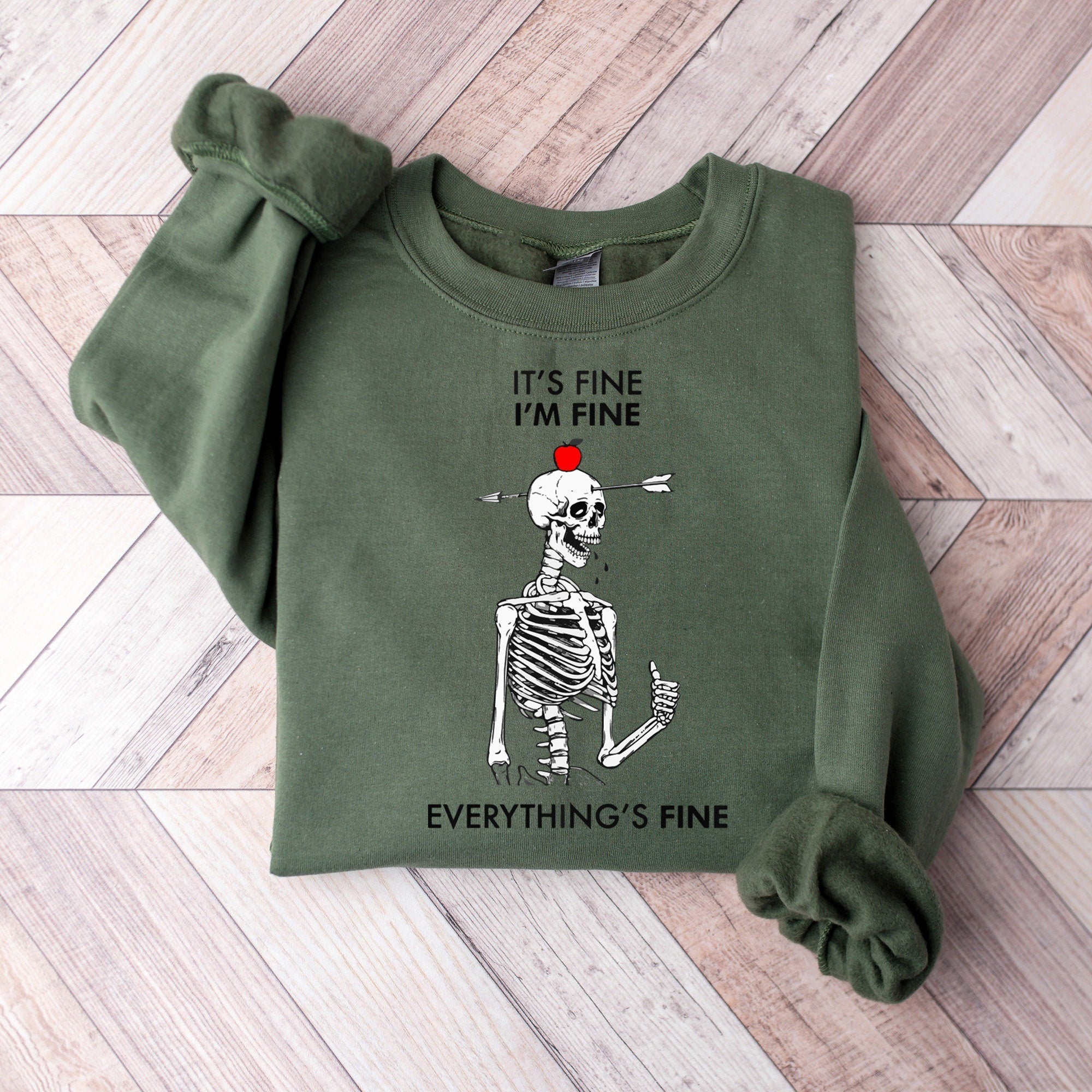 Skeleton Sweatshirt, I am Fine Skeleton, Spooky Skeleton Sweatshirt, Halloween Skeleton Sweatshirt, Halloween Family Gift, Halloween Party