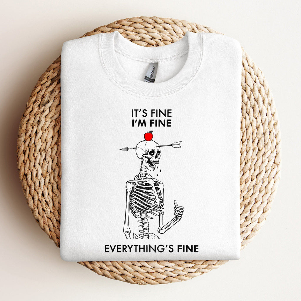 Skeleton Sweatshirt, I am Fine Skeleton, Spooky Skeleton Sweatshirt, Halloween Skeleton Sweatshirt, Halloween Family Gift, Halloween Party