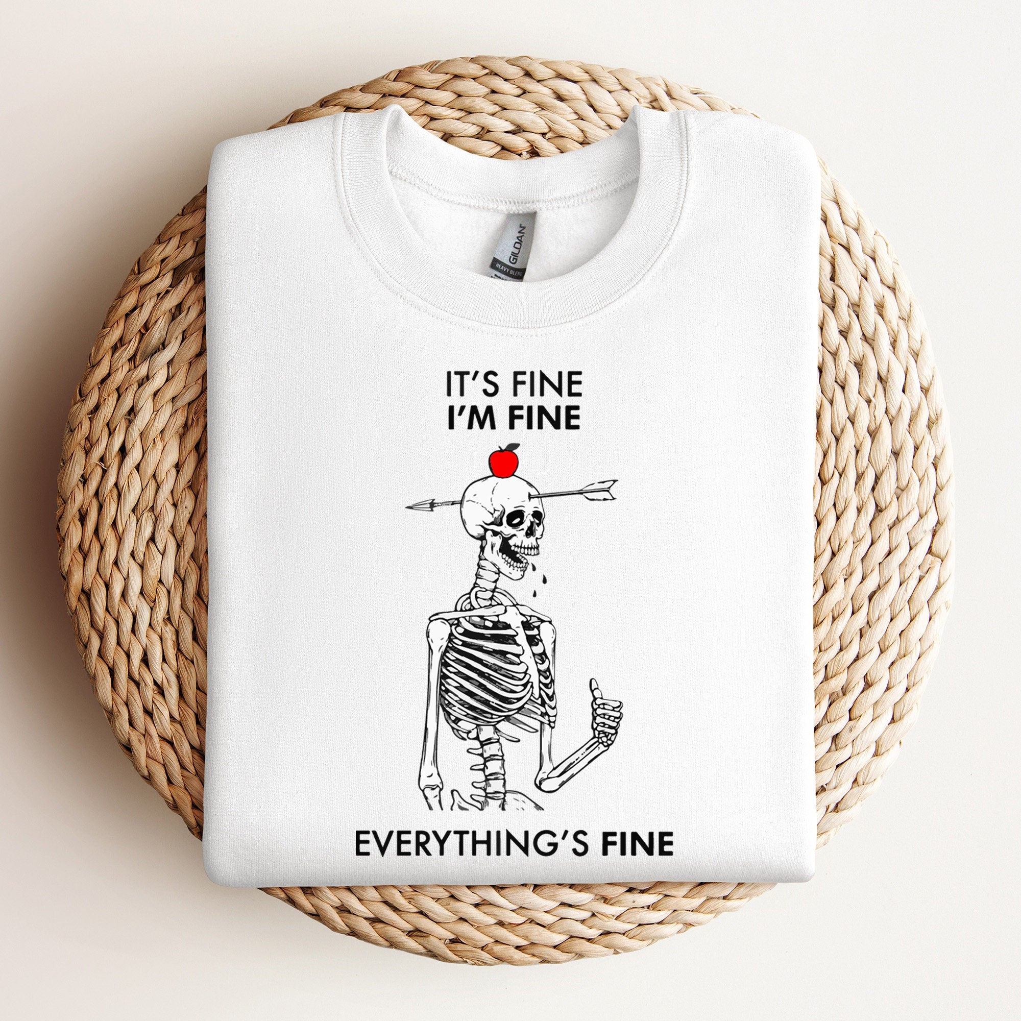 Skeleton Sweatshirt, I am Fine Skeleton, Spooky Skeleton Sweatshirt, Halloween Skeleton Sweatshirt, Halloween Family Gift, Halloween Party