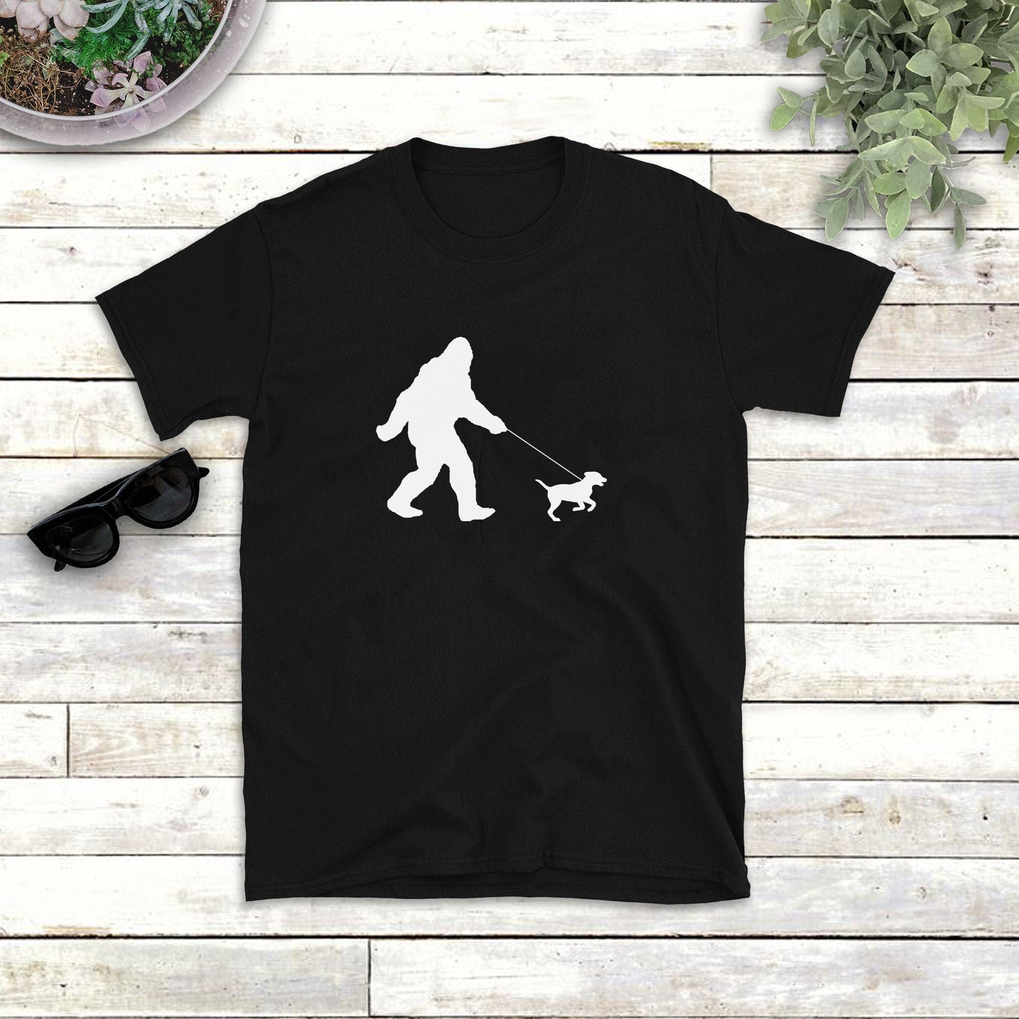 Funny Bigfoot Walking Dog Shirt, Sasquatch Labrador Walk Tshirt, Funny Sasquatch Tee, Bigfoot shirt, Yeti Gifts, Graphic Tee