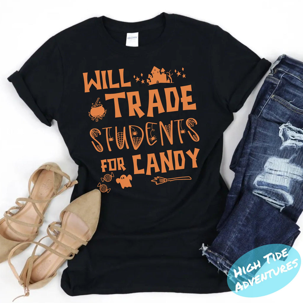 Teacher Halloween Shirt, Custom Halloween Teacher, Trick or Teach, Spooky Teacher Ghost Shirt, Matching Teacher Halloween Party Shirts Retro