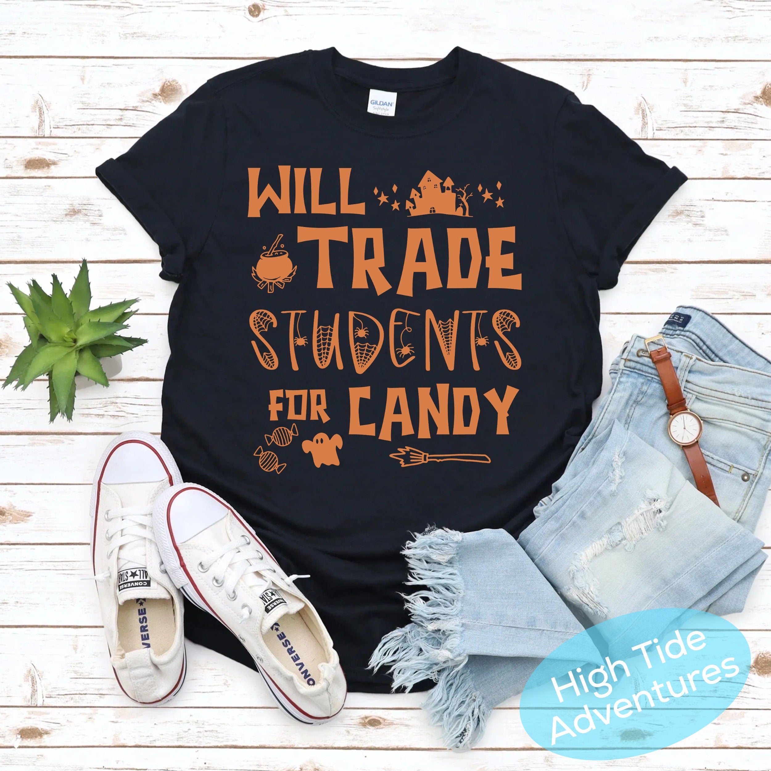 Teacher Halloween Shirt, Custom Halloween Teacher, Trick or Teach, Spooky Teacher Ghost Shirt, Matching Teacher Halloween Party Shirts Retro
