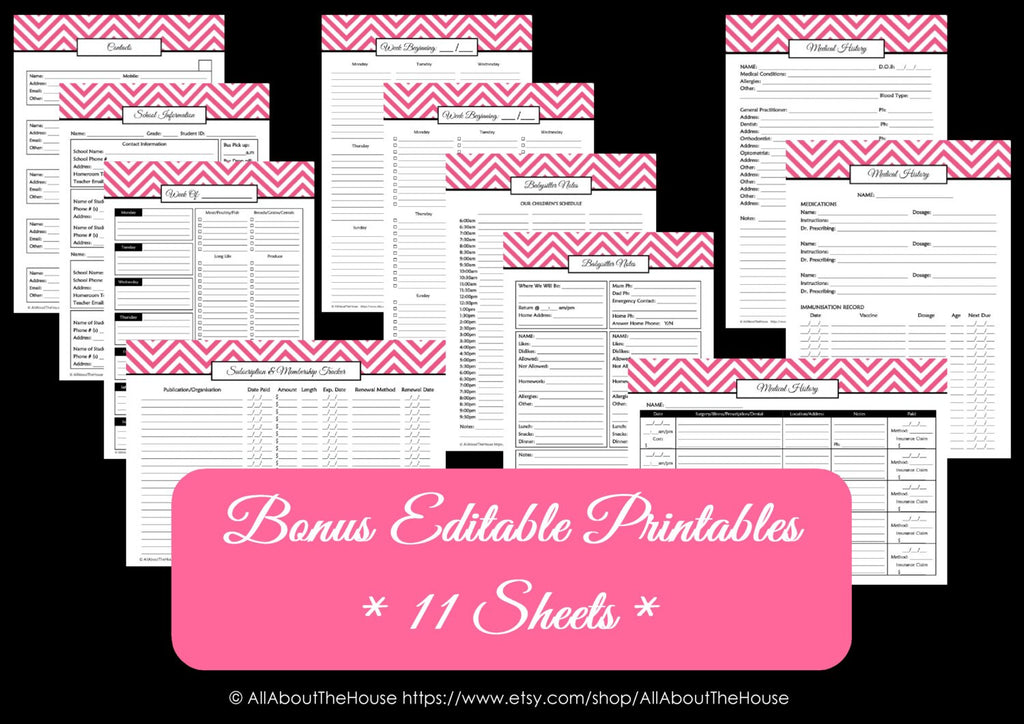 Household Binder Printables GET IT ALL Home Binder Cover Organisation Family Day Planner Pdf Printable Chevron Editable Diy 2025 2026 etc.
