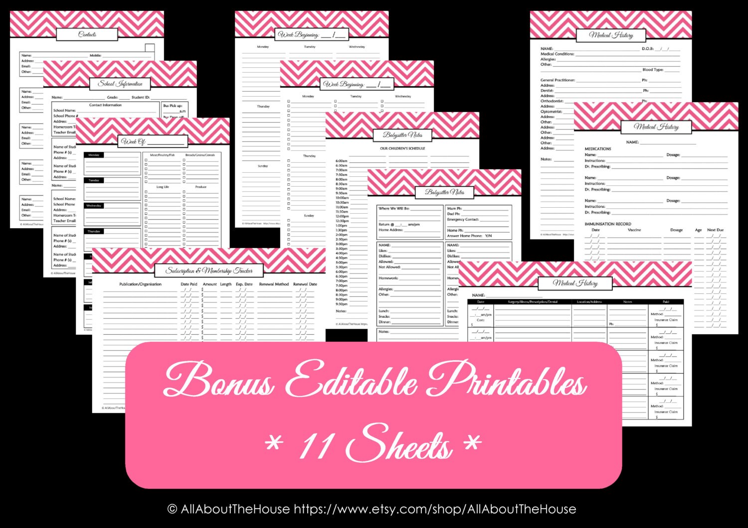 Household Binder Printables GET IT ALL Home Binder Cover Organisation Family Day Planner Pdf Printable Chevron Editable Diy 2025 2026 etc.