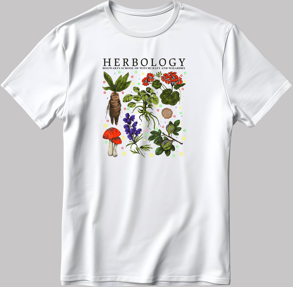 Herbology Plants Short Sleeve White-Black Men's / Women's T Shirt F083"