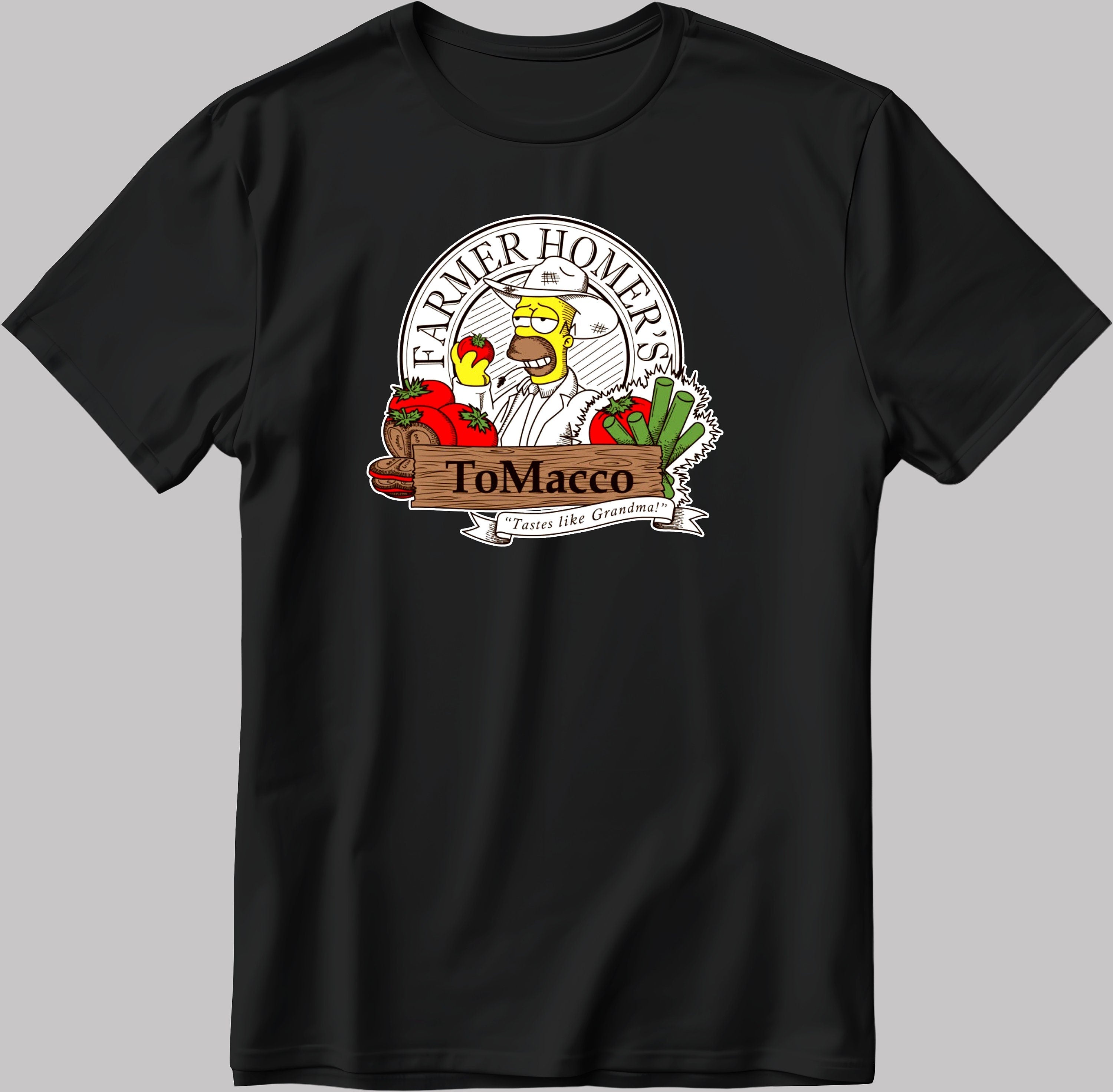 The Simpson Homer Simpson Farmer Logo, Short Sleeve White-Black Men's / Women's T Shirt F221