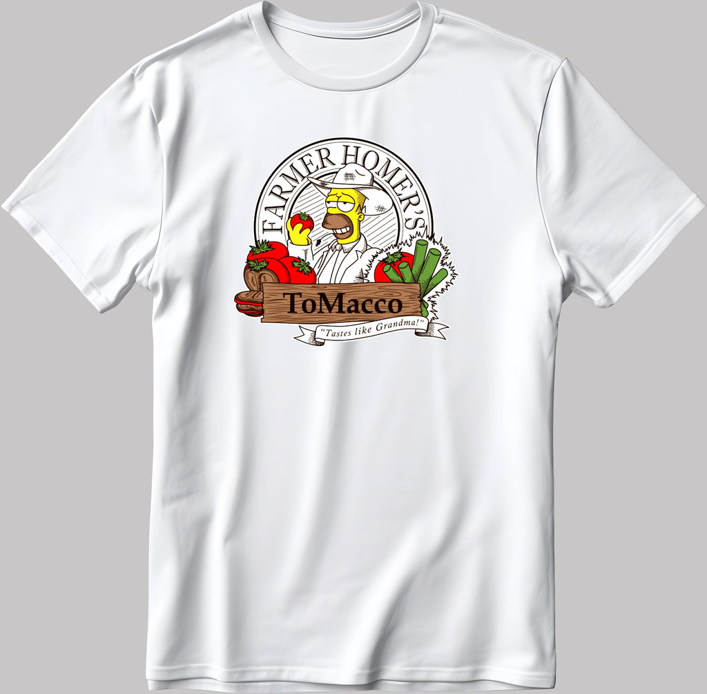 The Simpson Homer Simpson Farmer Logo, Short Sleeve White-Black Men's / Women's T Shirt F221