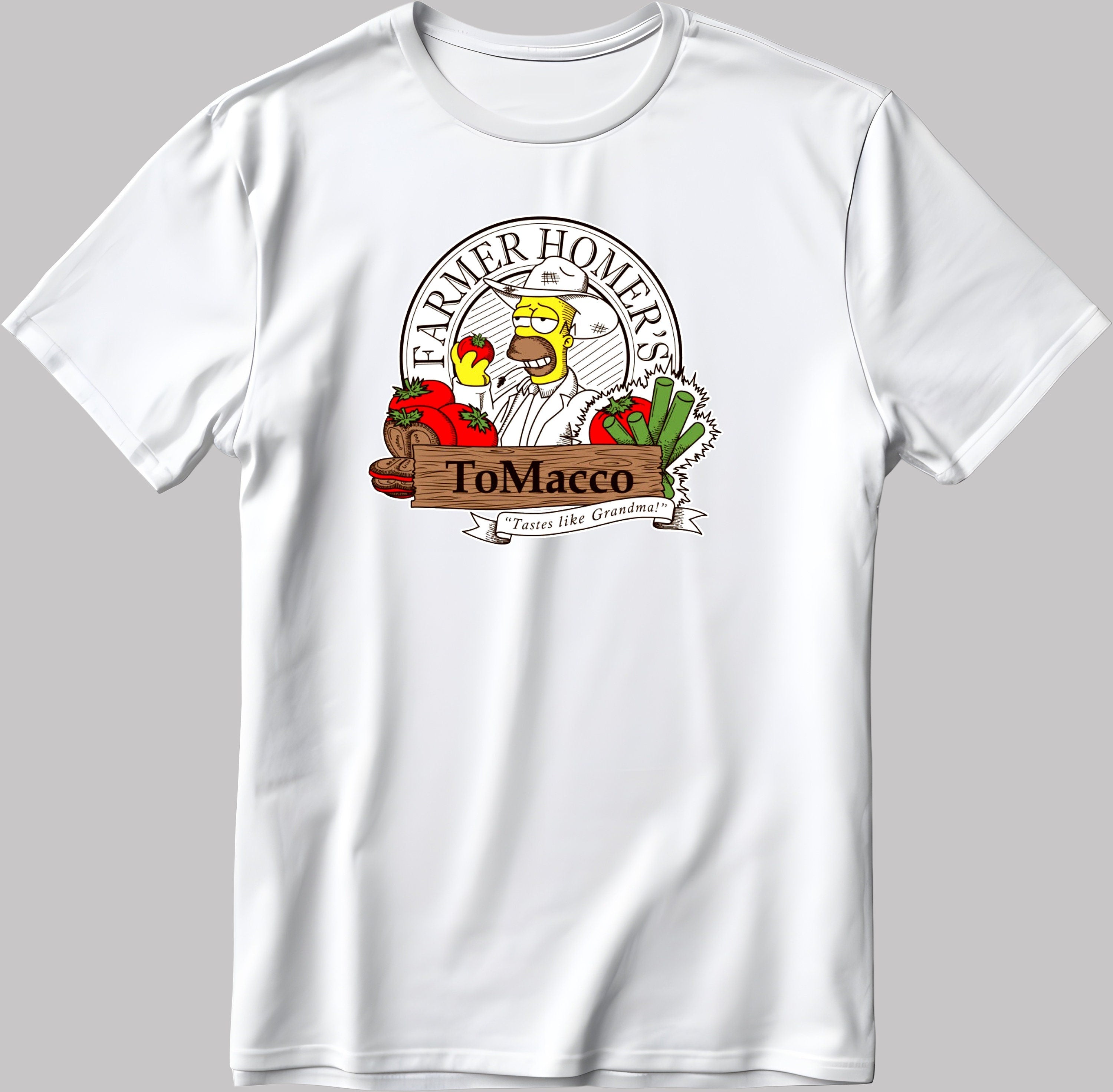 The Simpson Homer Simpson Farmer Logo, Short Sleeve White-Black Men's / Women's T Shirt F221