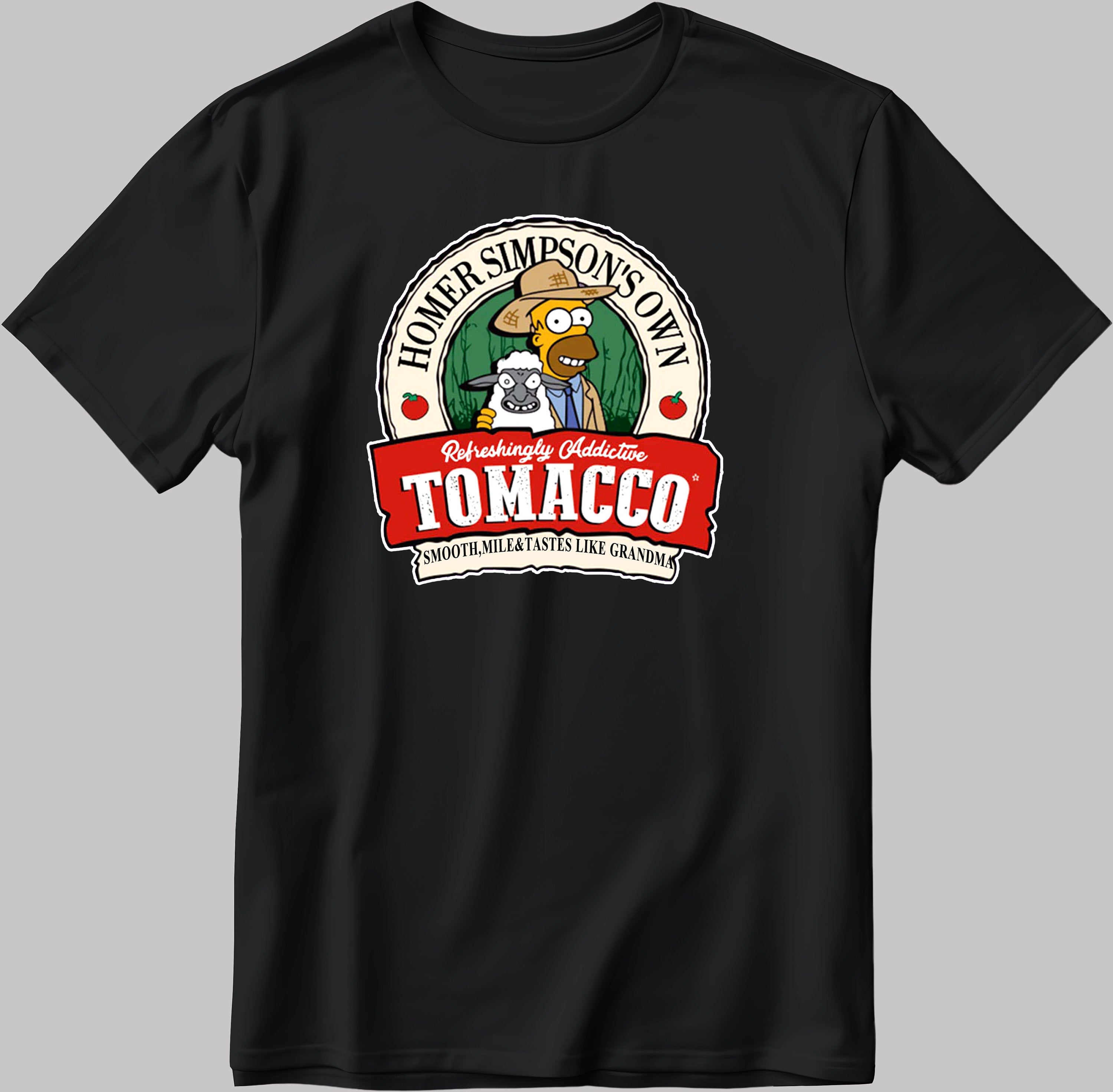 The Simpson Homer Simpson Tomacco Logo, Short Sleeve White-Black Men's / Women's T Shirt F222