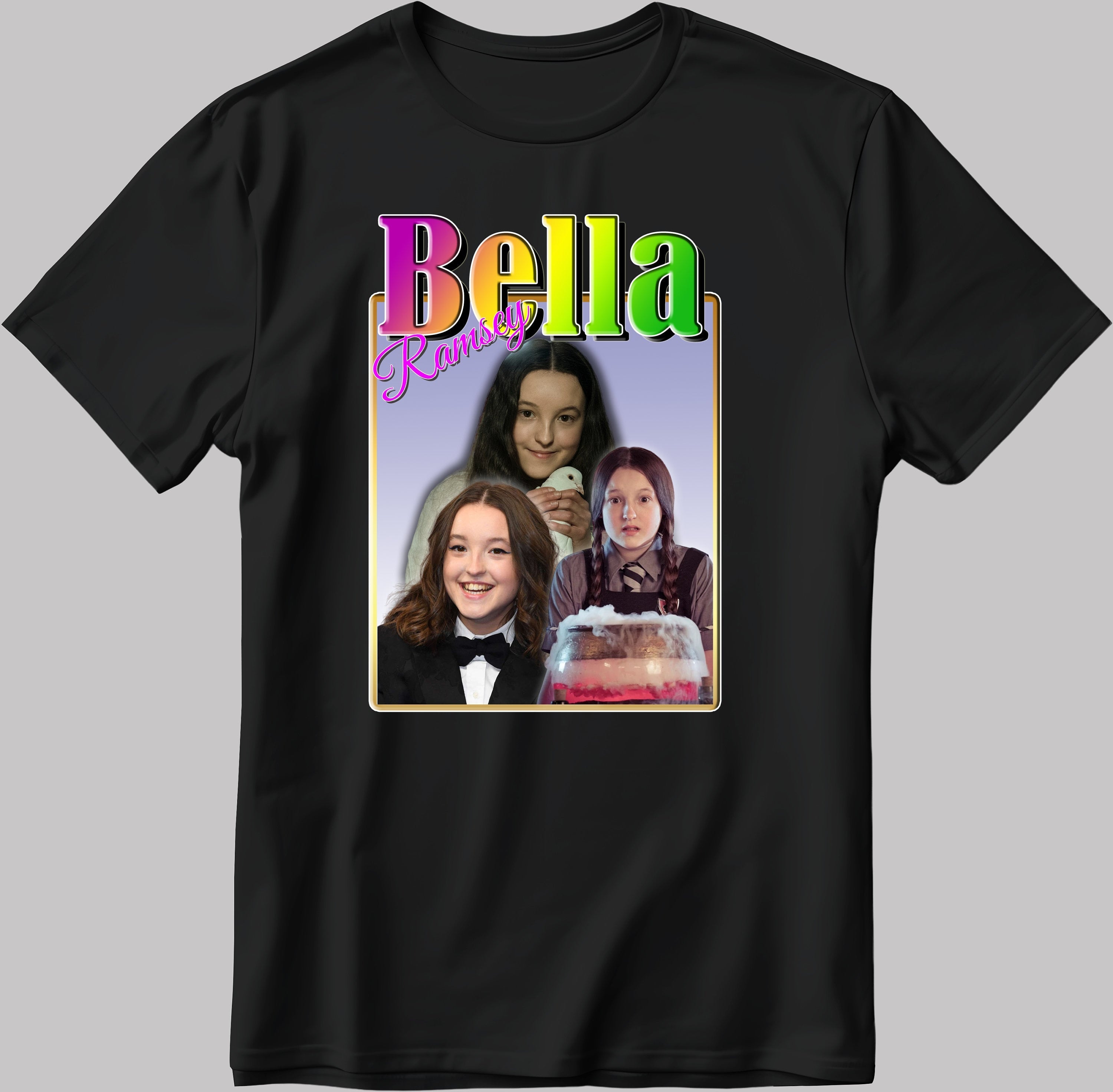 Bella Ramsey Homage, Short Sleeve White-Black Men's / Women's T Shirt G599