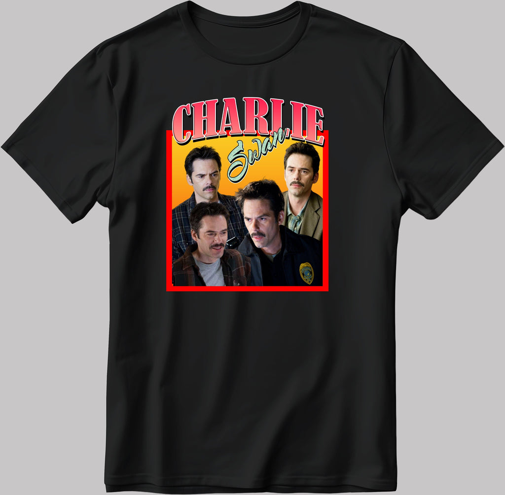 Famous Character Charlie Swan Figure, Short Sleeve White-Black Men's / Women's T Shirt H131