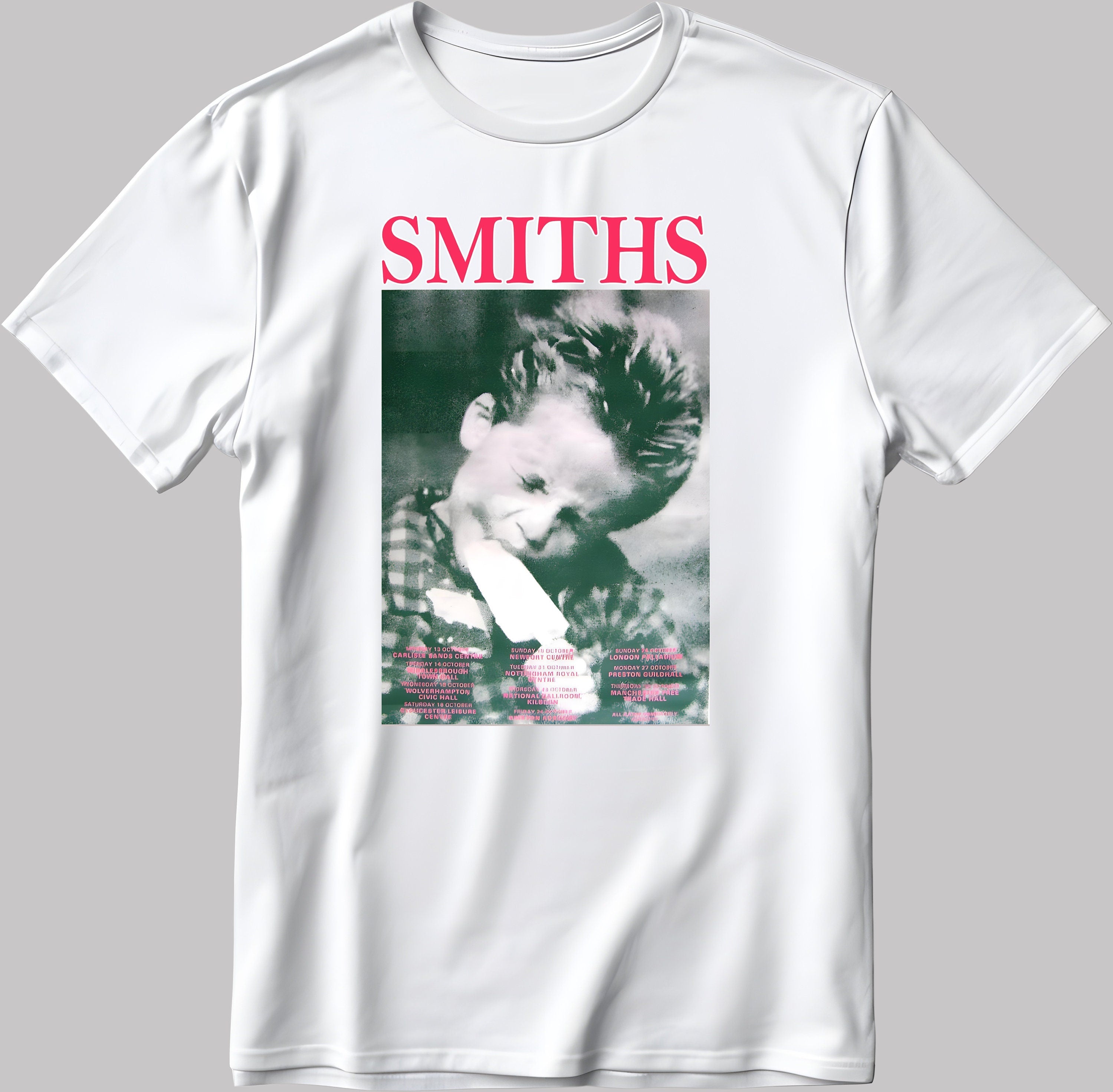 Famous Smiths Figure, Short Sleeve White-Black Men's / Women's T Shirt H158
