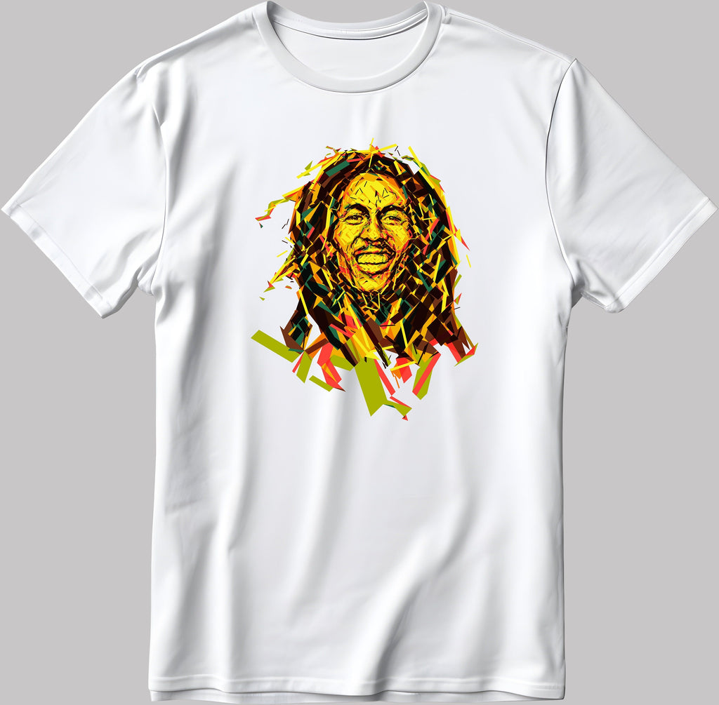 BOB MARLEY Reggae Mosaic Poster Short Sleeve White-Black Men's / Women's T Shirt K165