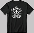 Distressed Goonies Never Say Die, Short Sleeve White-Black Men's / Women's T Shirt K1038