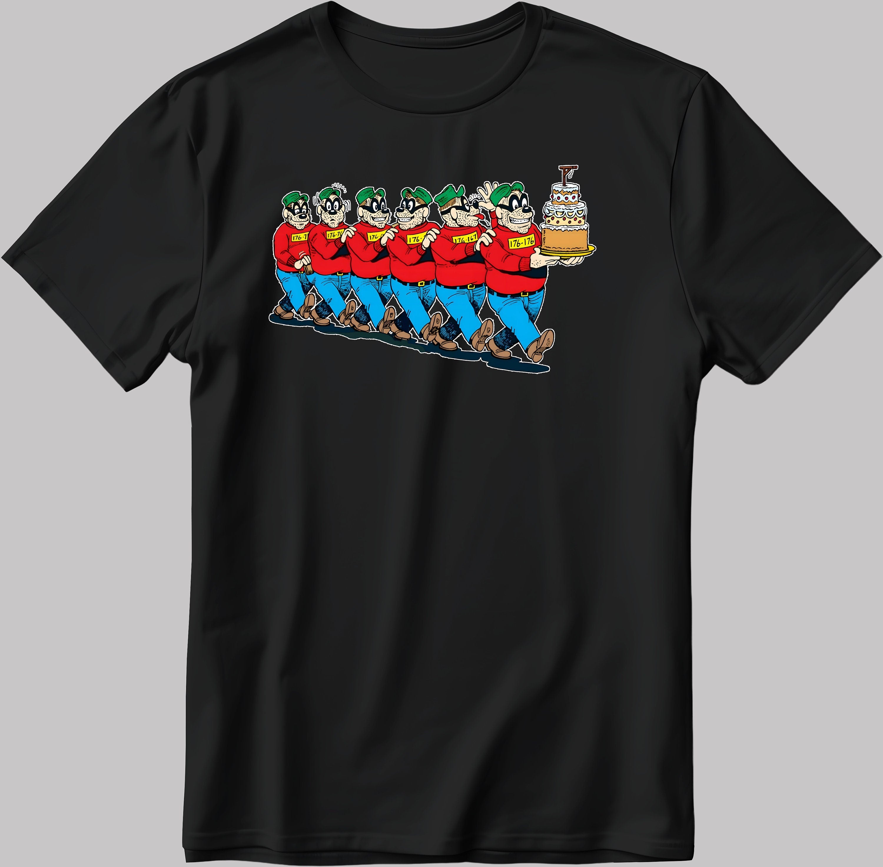 Funny Thief Cartoon Characters  Short Sleeve White-Black Men's / Women's T Shirt E118