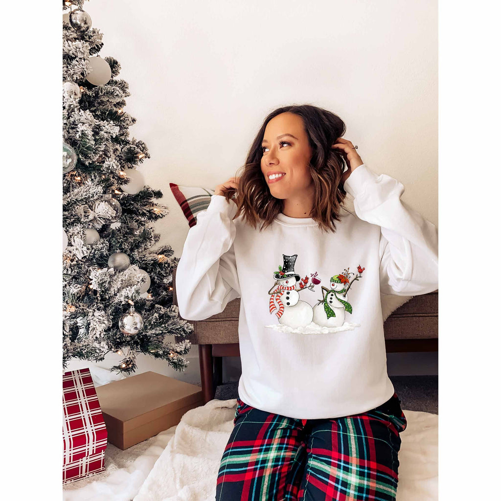 Snowmans Sweatshirt, Family Matching Sweatshirt, Holiday Season Sweatshirt, Christmas Stocking Gift, Christmas Lights, Christmas Santa