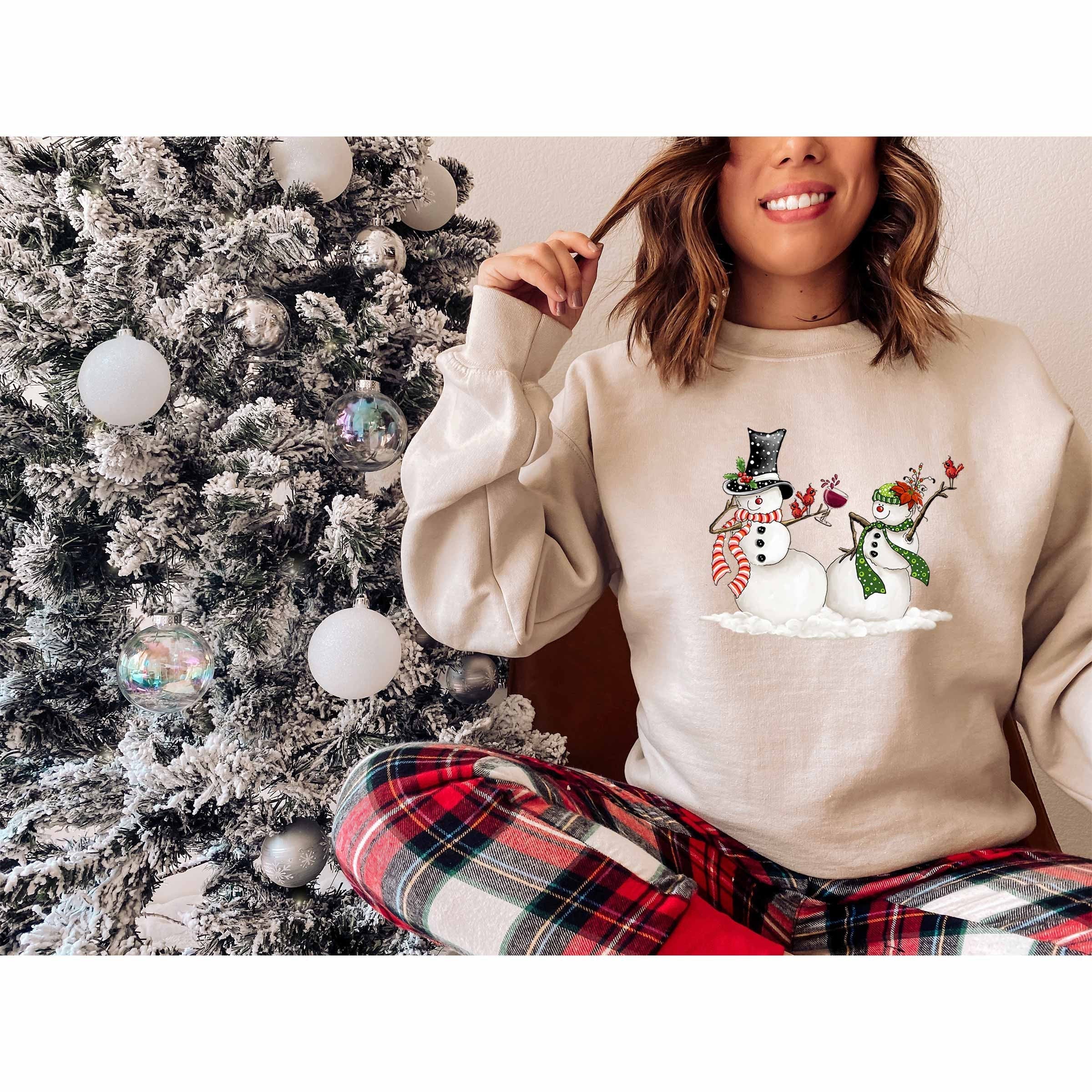 Snowmans Sweatshirt, Family Matching Sweatshirt, Holiday Season Sweatshirt, Christmas Stocking Gift, Christmas Lights, Christmas Santa