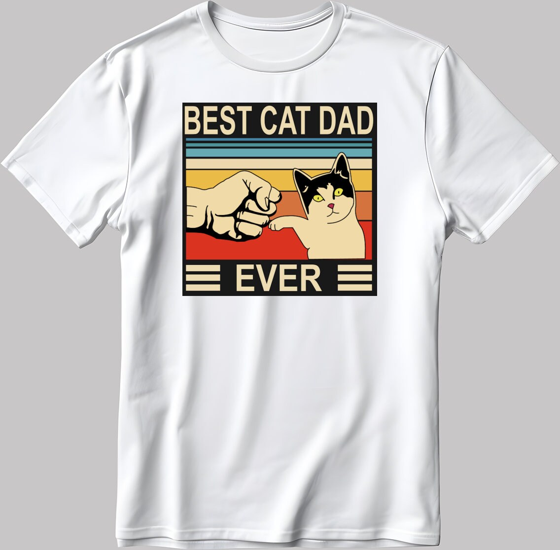 Best Cat dad Ever, Short Sleeve White-Black Men's / Women's T Shirt E156