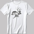 Hare Deer Funny Animal Art Short Sleeve White-Black Men's / Women's T Shirt D315