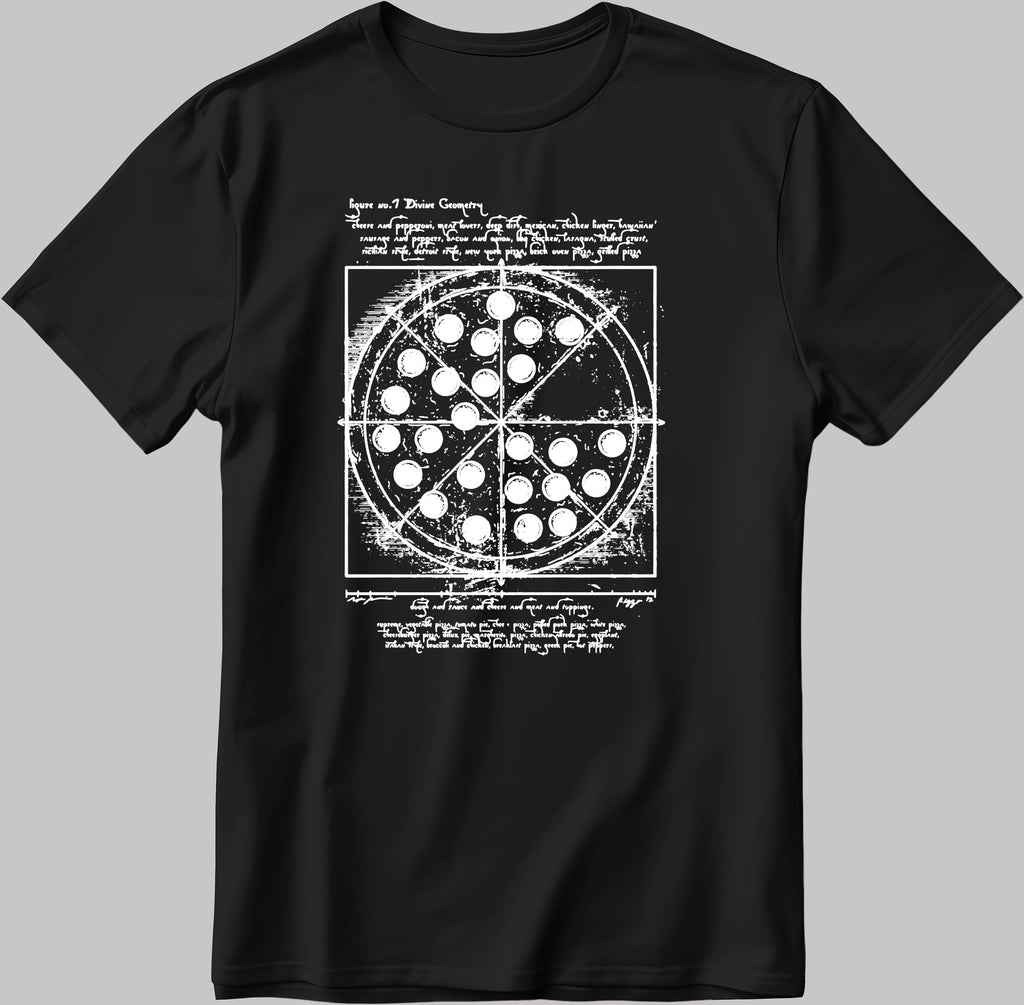 Black and White Pizza Slice Figures , Short Sleeve White-Black Men's / Women's T Shirt E020